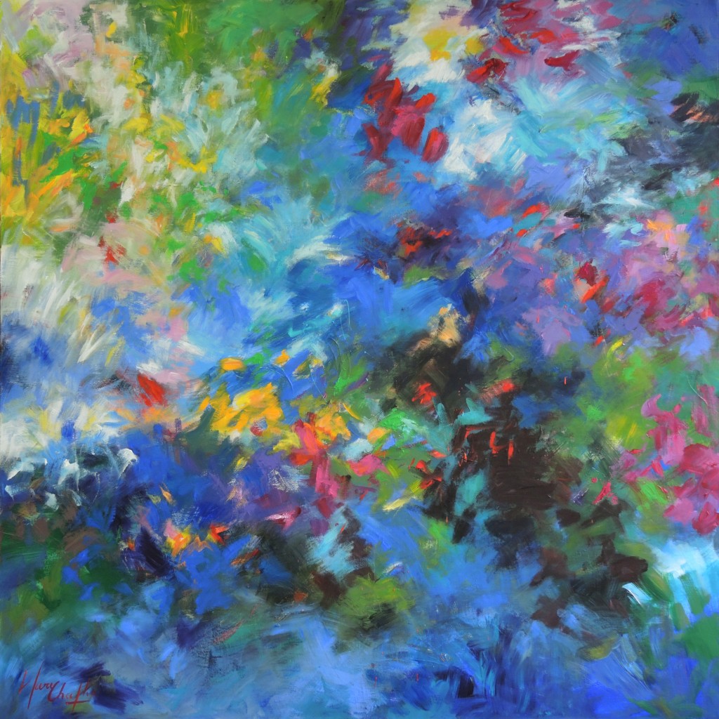 C'était le temps des fleurs, on ignorait la peur, acrylique sur toile, 130x130cm