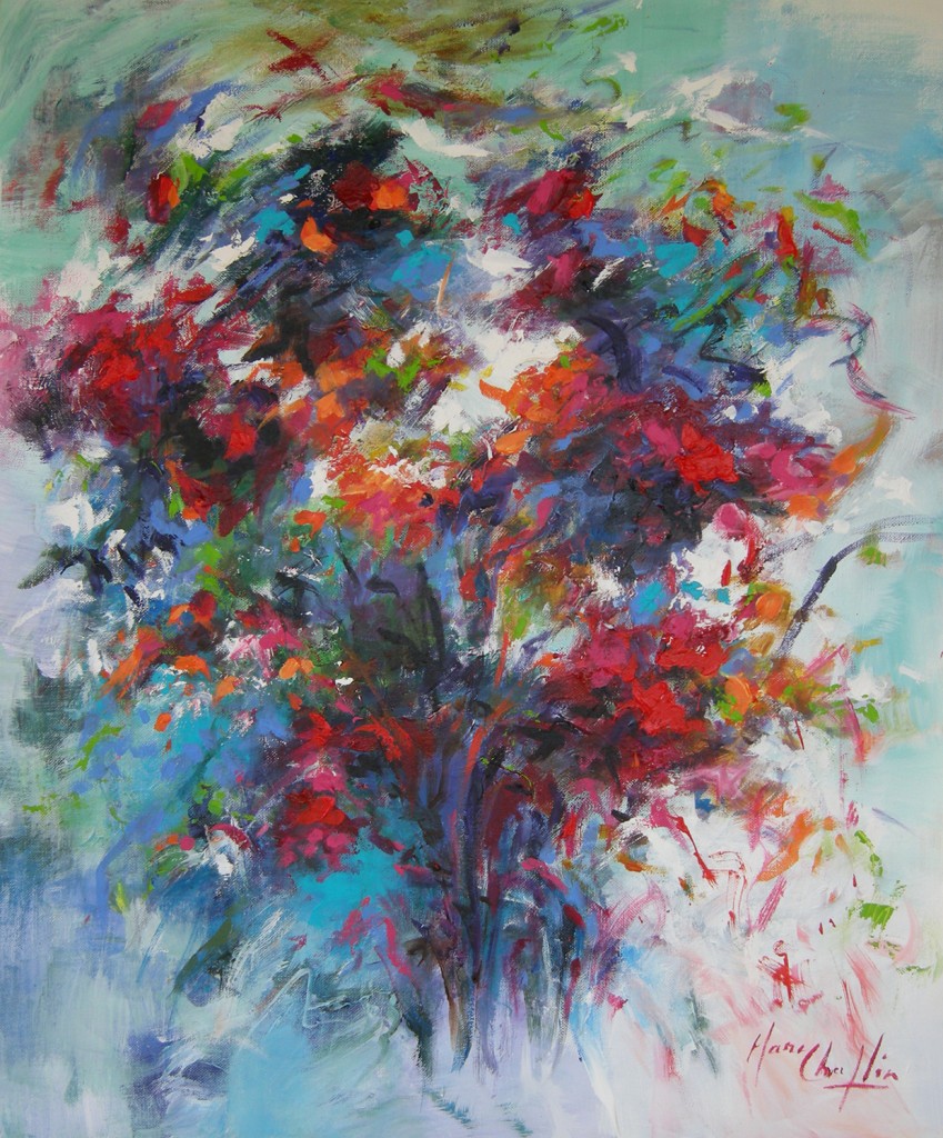 Le bouquet de Victoria, acrylique sur toile, 73x60