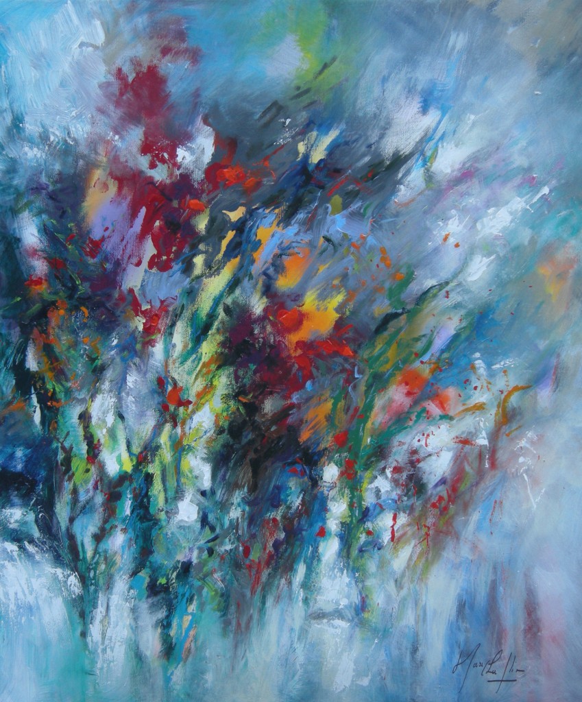 Le bouquet d'Edith, acrylique sur toile, 73x60, oeuvre vendue