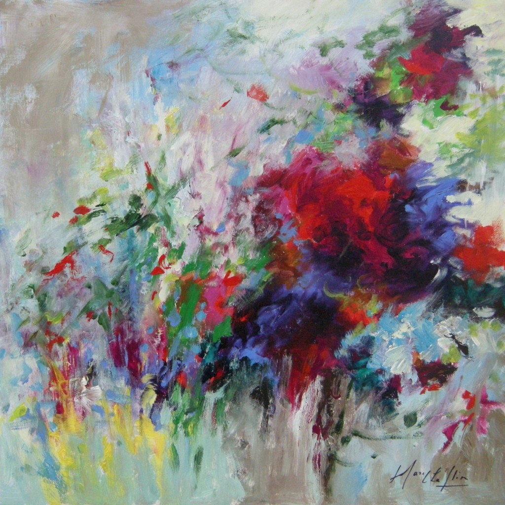 Jardin en juillet, acrylique sur panneau, oeuvre vendue