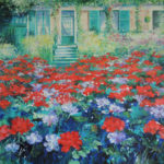 The geranium season at Claude_s Monet house in Giverny acrylic on canvas 100x81cm VENDUE
