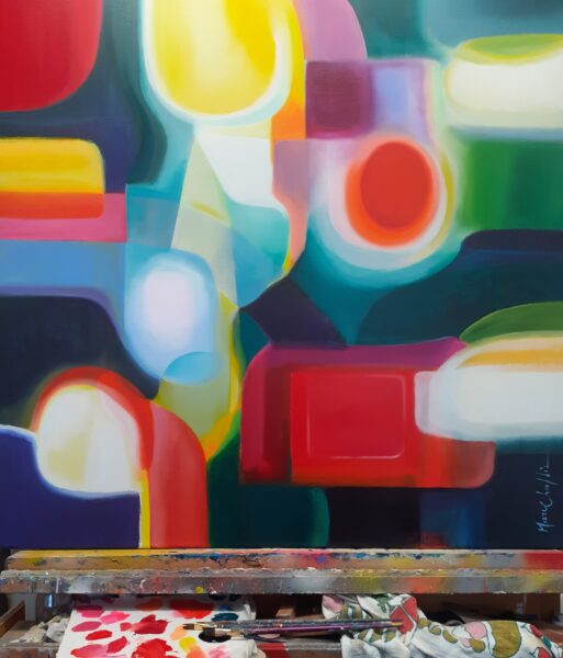 L'ineffable qui nous lie, 100x100cm, detail photo d'atelier
