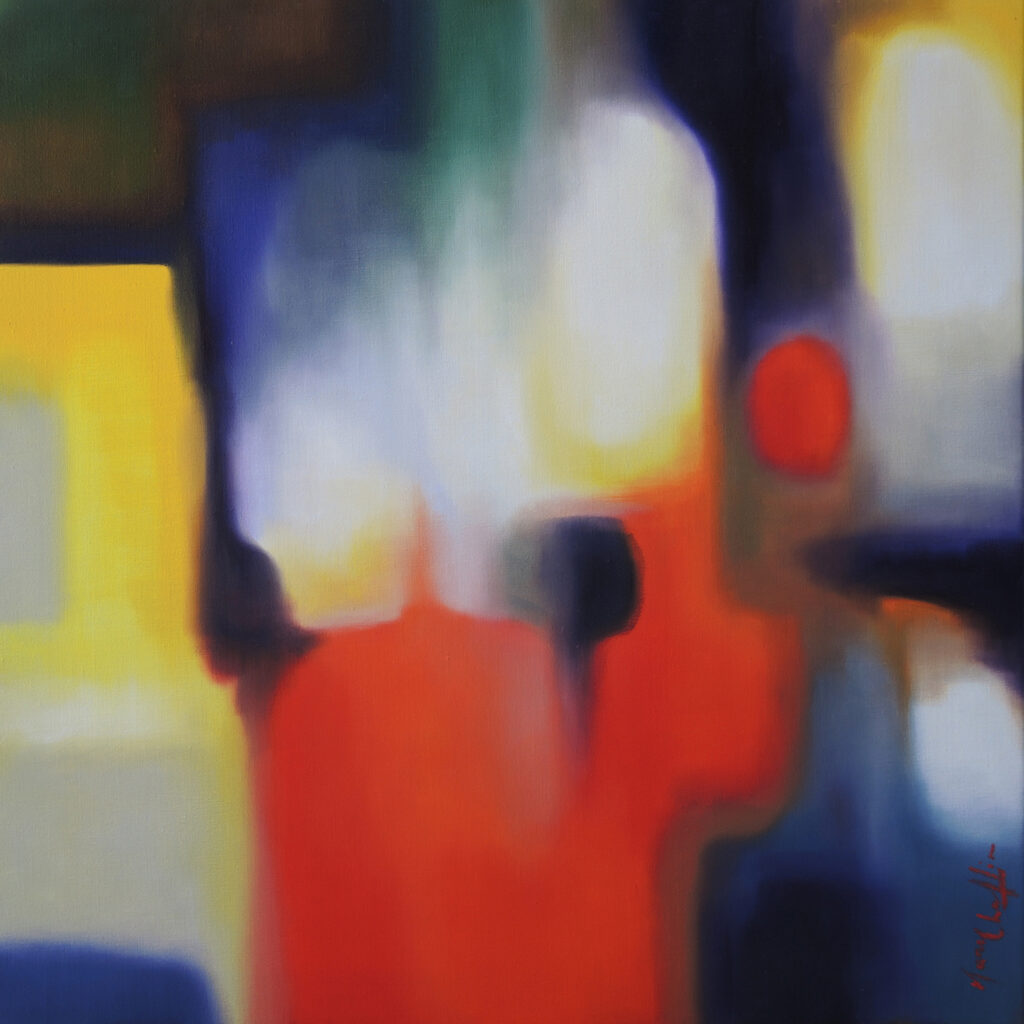 un instant ailleurs, huile sur toile 70x70cm